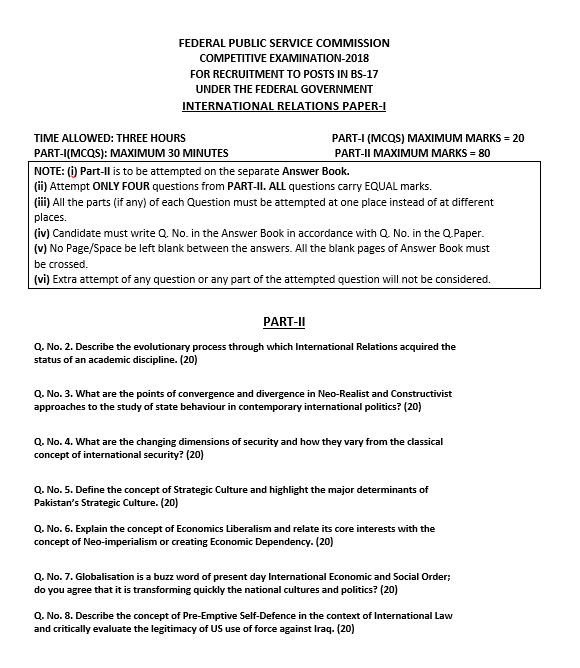 CSS international relations 2018 paper(a)