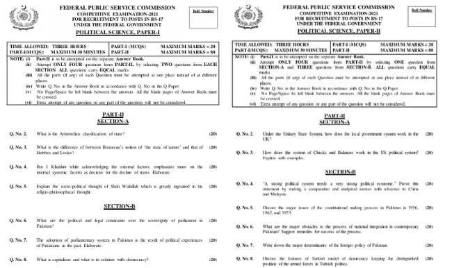 CSS Political Science Paper 2021