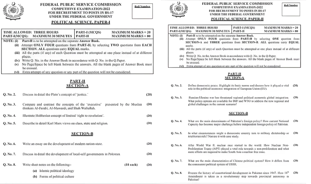 CSS Political Science Paper 2022