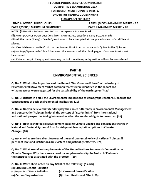 CSS Environmental Science Paper 2017